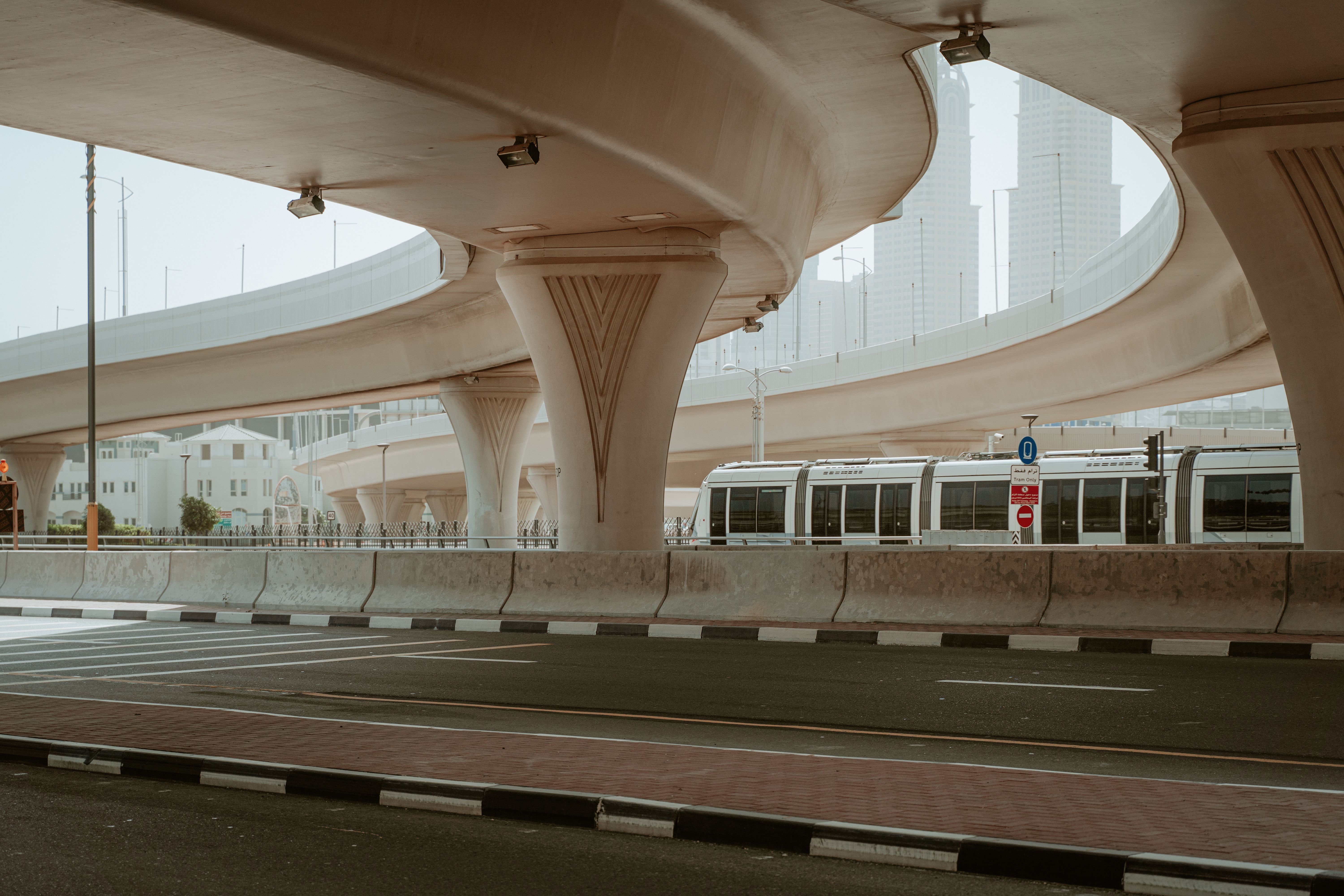 Ground Penetrating Radar (GPR) survey conducted beneath a Dubai overpass to detect underground utilities before road and infrastructure construction.